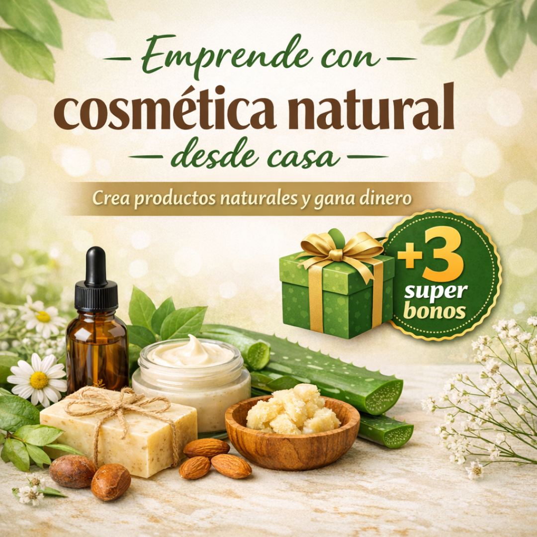 Emprende con Cosmética Natural + 3 Bonos: Ganá +1000€ al mes